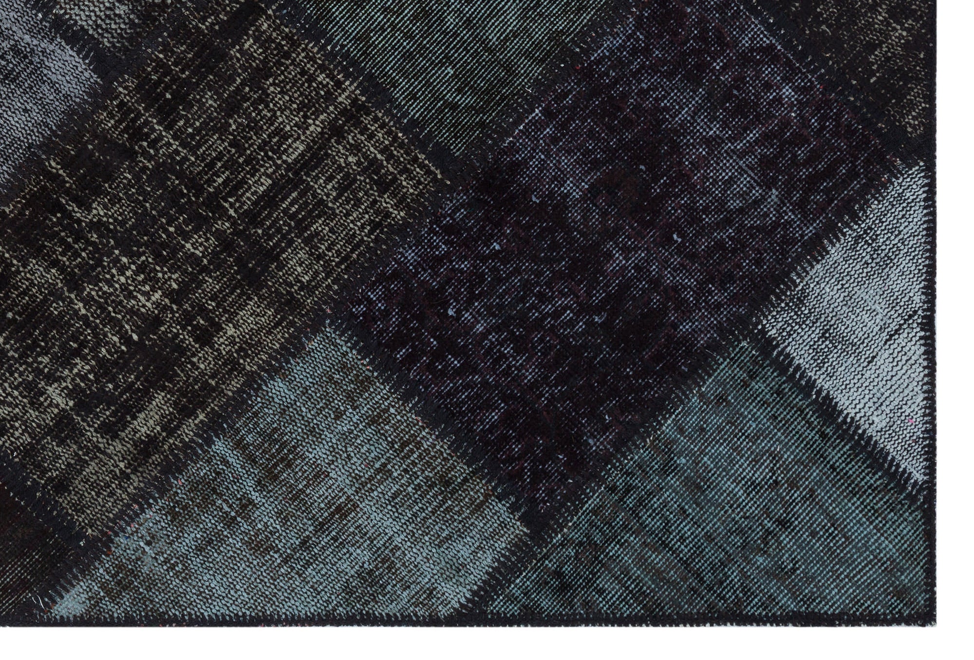 Black Over Dyed Patchwork Unique Rug 3'11'' x 5'11'' ft 120 x 180 cm