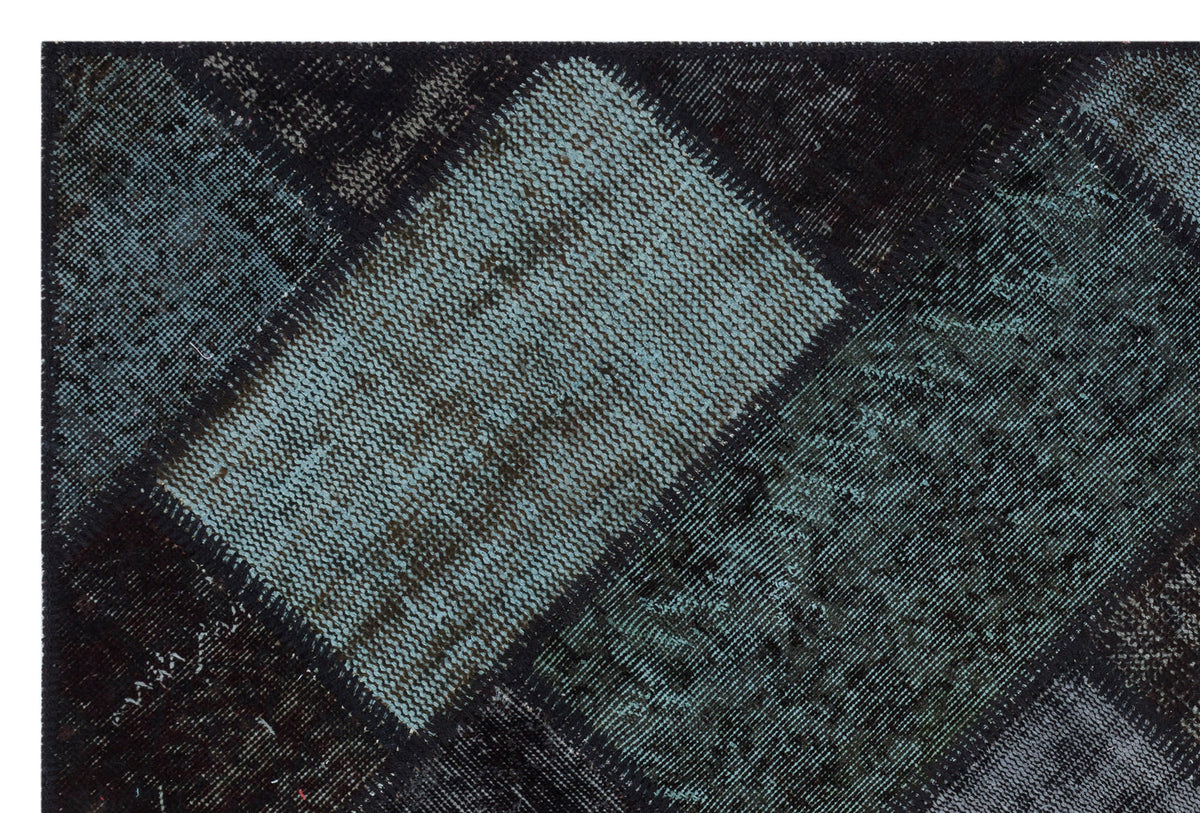Black Over Dyed Patchwork Unique Rug 3&#39;11&#39;&#39; x 5&#39;11&#39;&#39; ft 120 x 180 cm