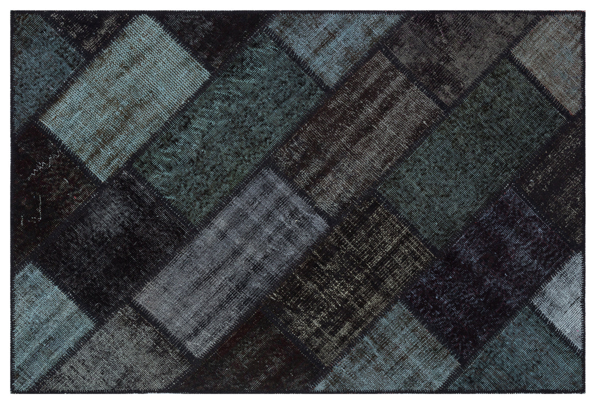 Black Over Dyed Patchwork Unique Rug 3&#39;11&#39;&#39; x 5&#39;11&#39;&#39; ft 120 x 180 cm