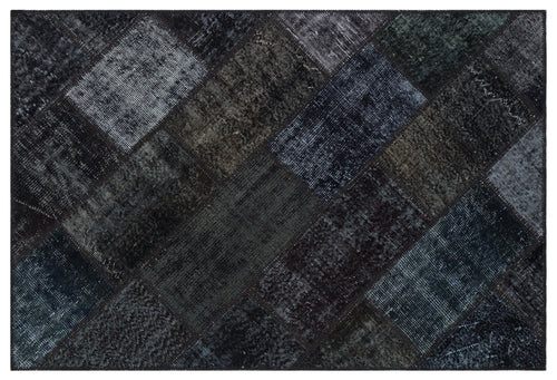 Black Over Dyed Patchwork Unique Rug 3'11'' x 5'11'' ft 120 x 180 cm
