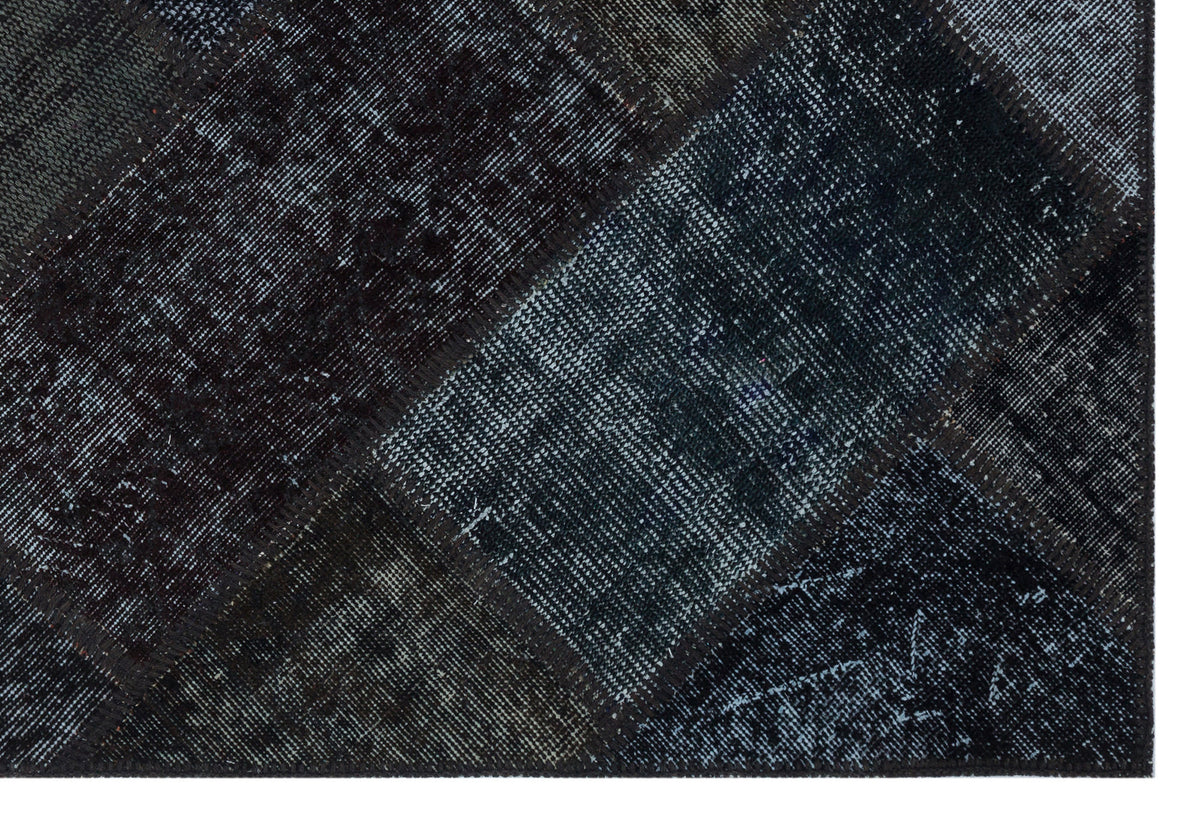 Black Over Dyed Patchwork Unique Rug 3&#39;11&#39;&#39; x 5&#39;11&#39;&#39; ft 120 x 180 cm