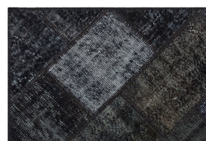 Black Over Dyed Patchwork Unique Rug 3'11'' x 5'11'' ft 120 x 180 cm