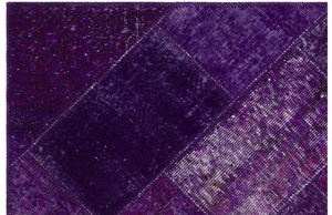 Purple Over Dyed Patchwork Unique Rug 3'11'' x 5'11'' ft 120 x 180 cm