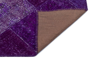 Purple Over Dyed Patchwork Unique Rug 3'11'' x 5'11'' ft 120 x 180 cm