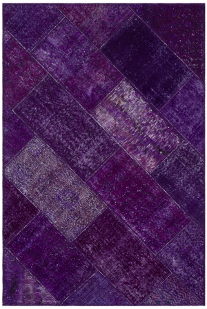 Purple Over Dyed Patchwork Unique Rug 3'11'' x 5'11'' ft 120 x 180 cm