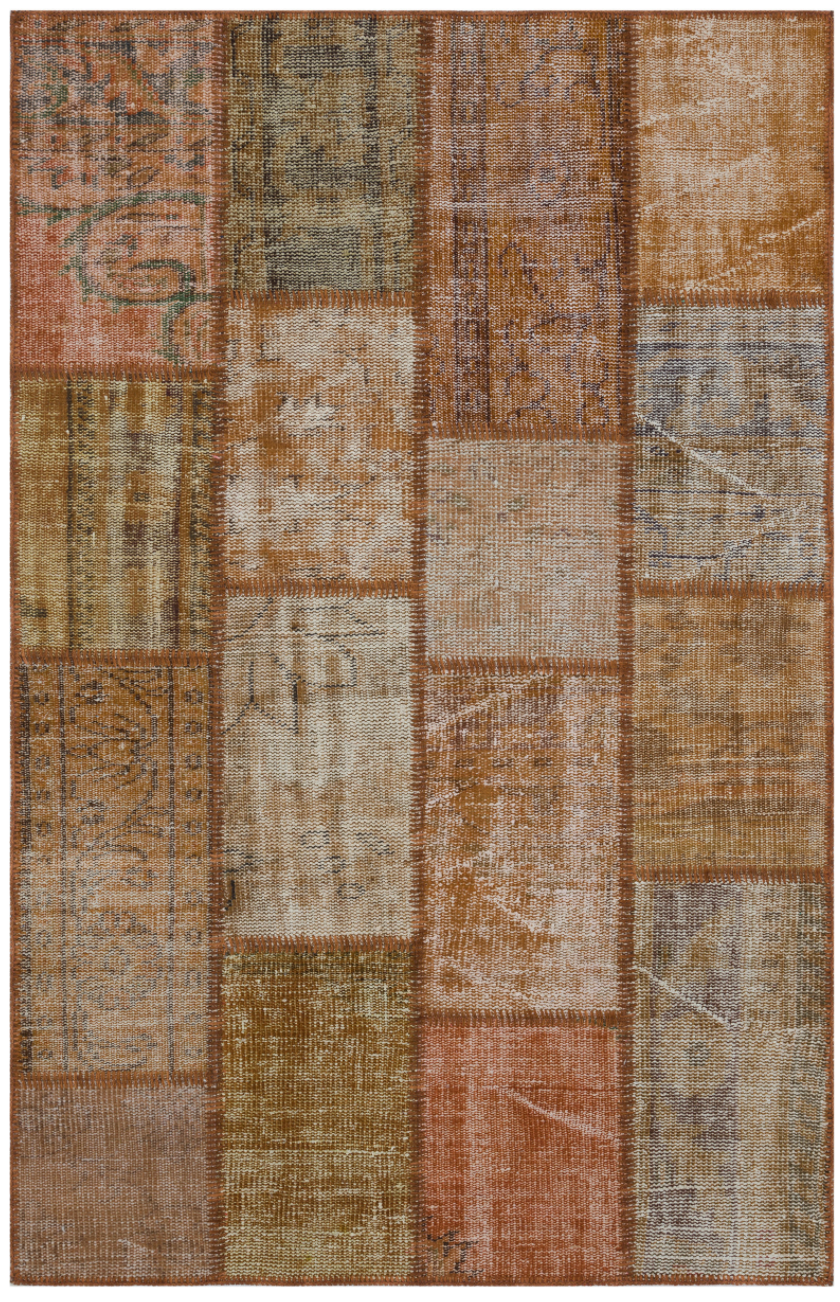 Brown Over Dyed Patchwork Unique Rug 3&#39;11&#39;&#39; x 5&#39;11&#39;&#39; ft 120 x 180 cm