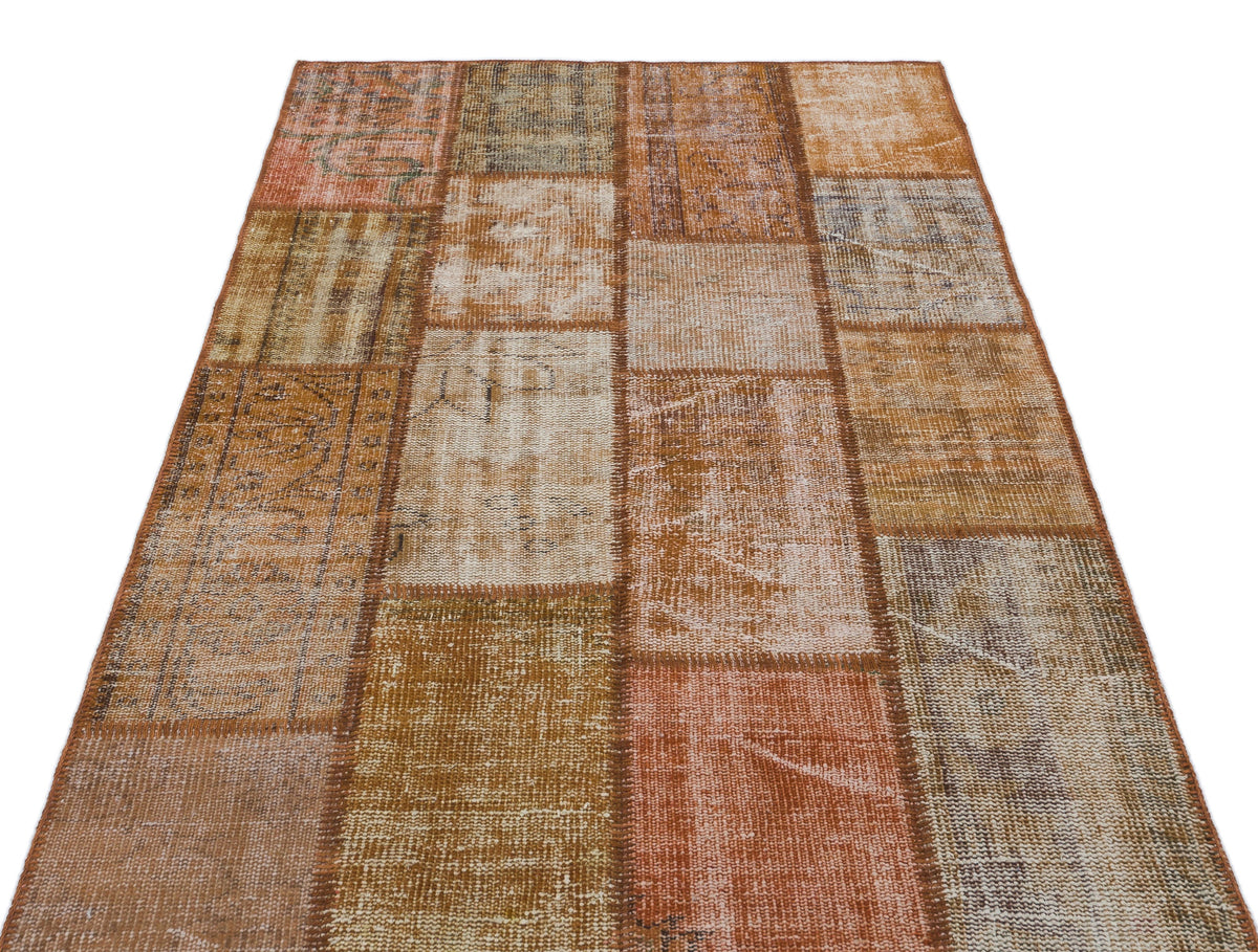 Brown Over Dyed Patchwork Unique Rug 3&#39;11&#39;&#39; x 5&#39;11&#39;&#39; ft 120 x 180 cm