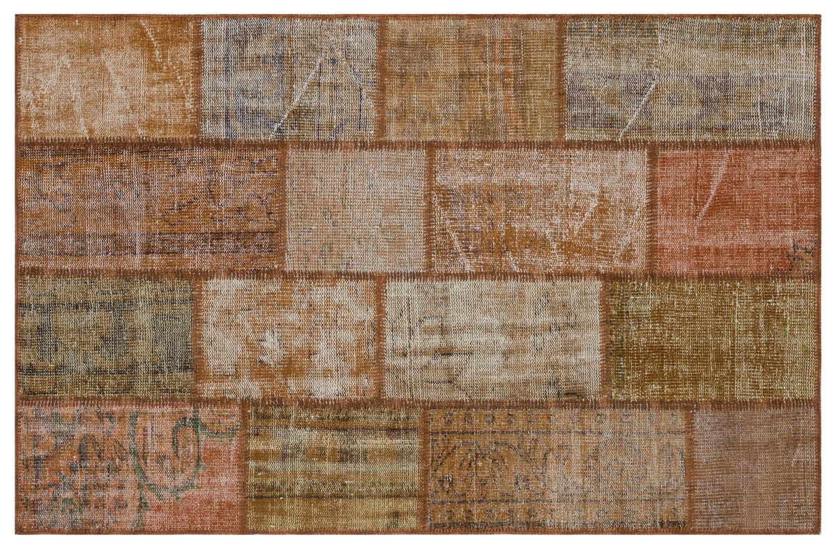 Brown Over Dyed Patchwork Unique Rug 3&#39;11&#39;&#39; x 5&#39;11&#39;&#39; ft 120 x 180 cm