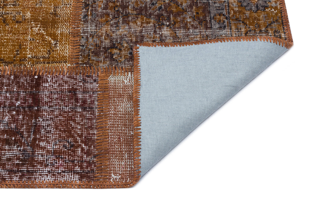 Brown Over Dyed Patchwork Unique Rug 3'11'' x 5'11'' ft 120 x 180 cm