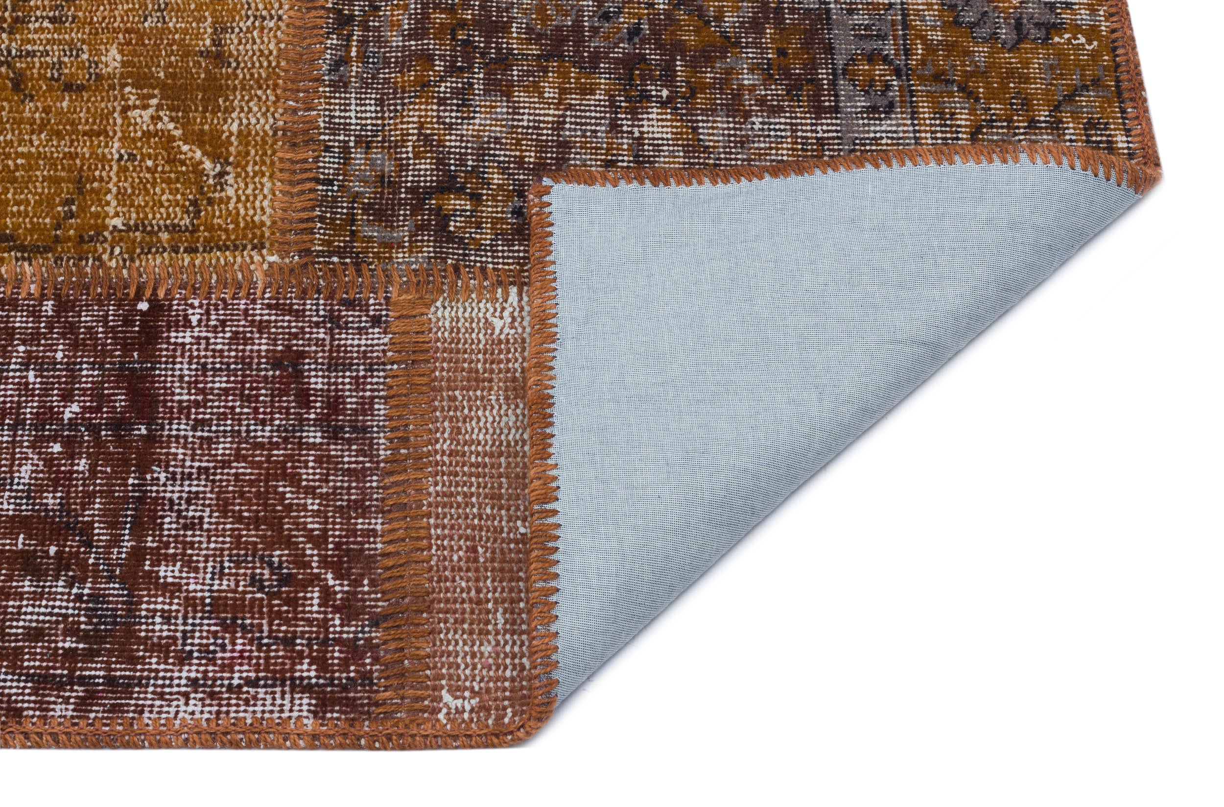 Brown Over Dyed Patchwork Unique Rug 3'11'' x 5'11'' ft 120 x 180 cm