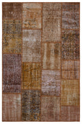 Brown Over Dyed Patchwork Unique Rug 3'11'' x 5'11'' ft 120 x 180 cm