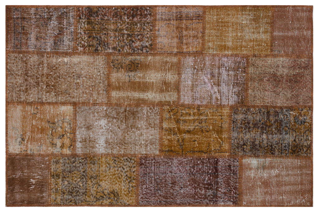 Brown Over Dyed Patchwork Unique Rug 3'11'' x 5'11'' ft 120 x 180 cm