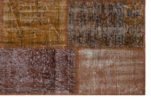 Brown Over Dyed Patchwork Unique Rug 3'11'' x 5'11'' ft 120 x 180 cm