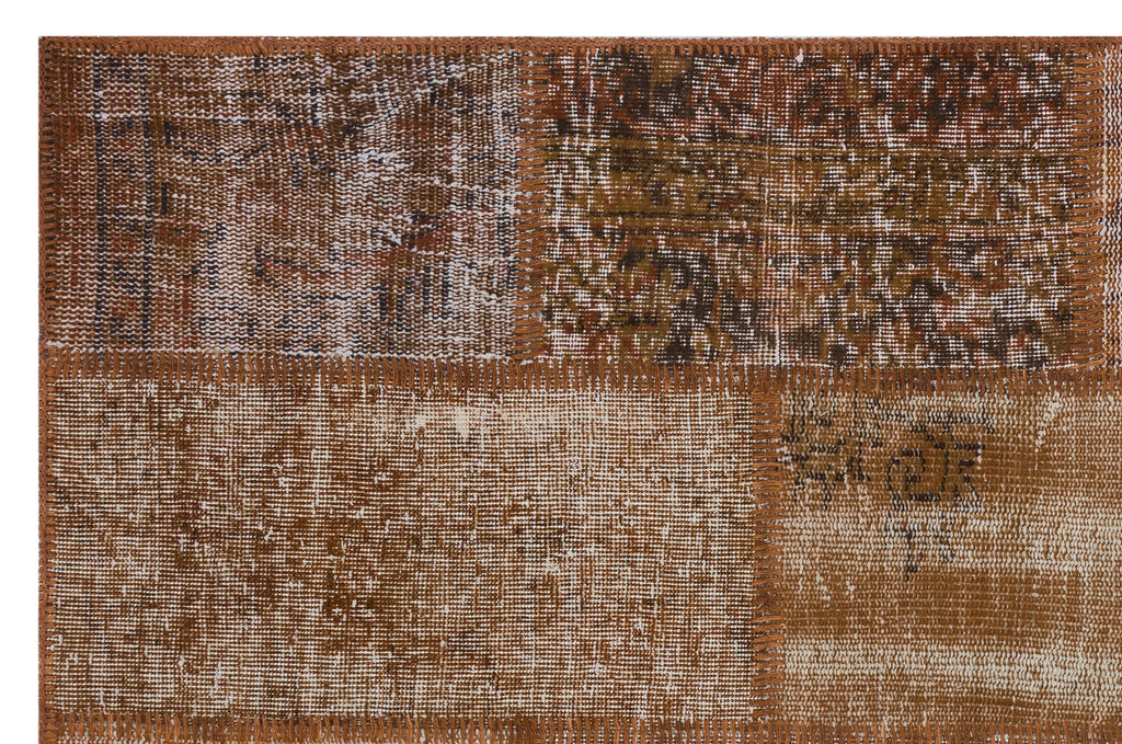 Brown Over Dyed Patchwork Unique Rug 3'11'' x 5'11'' ft 120 x 180 cm