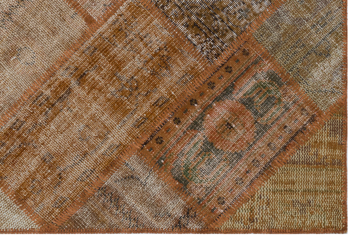 Brown Over Dyed Patchwork Unique Rug 3&#39;11&#39;&#39; x 5&#39;11&#39;&#39; ft 120 x 180 cm