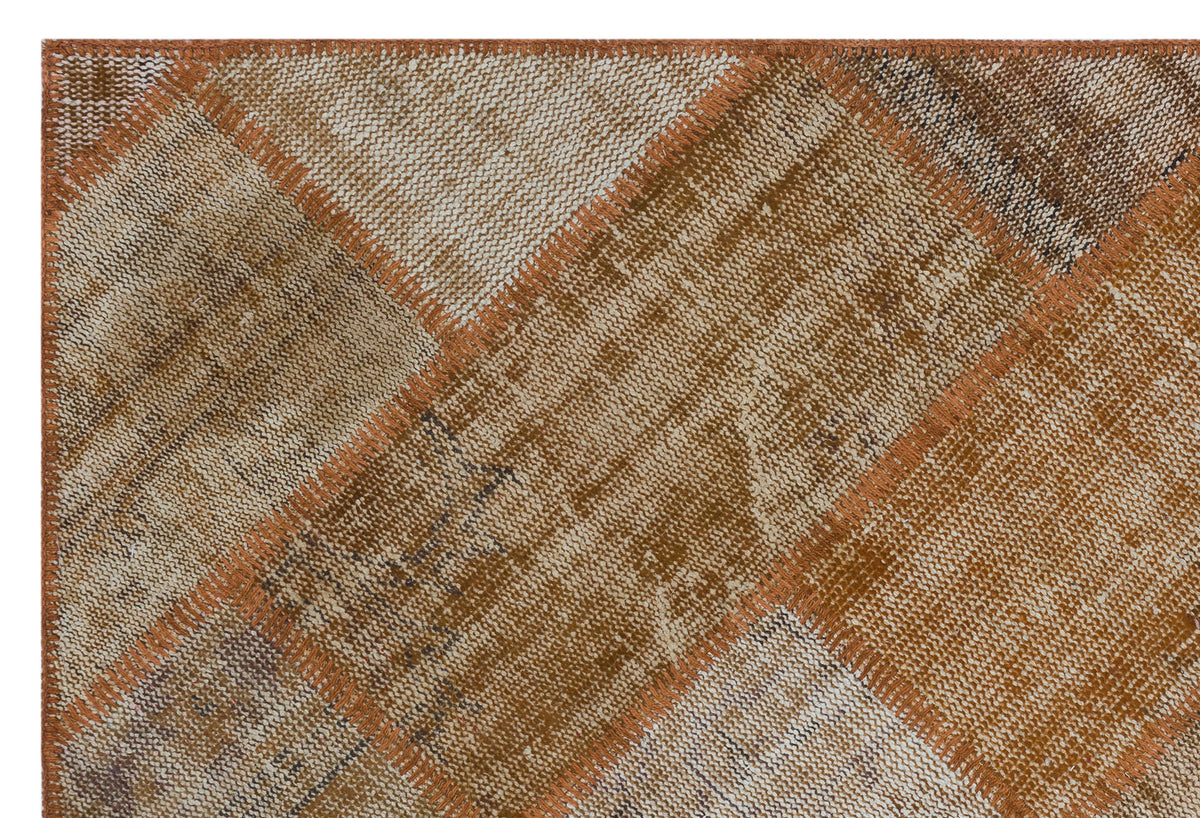 Brown Over Dyed Patchwork Unique Rug 3&#39;11&#39;&#39; x 5&#39;11&#39;&#39; ft 120 x 180 cm