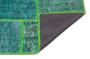 Green Over Dyed Patchwork Unique Rug 3'11'' x 5'11'' ft 120 x 180 cm