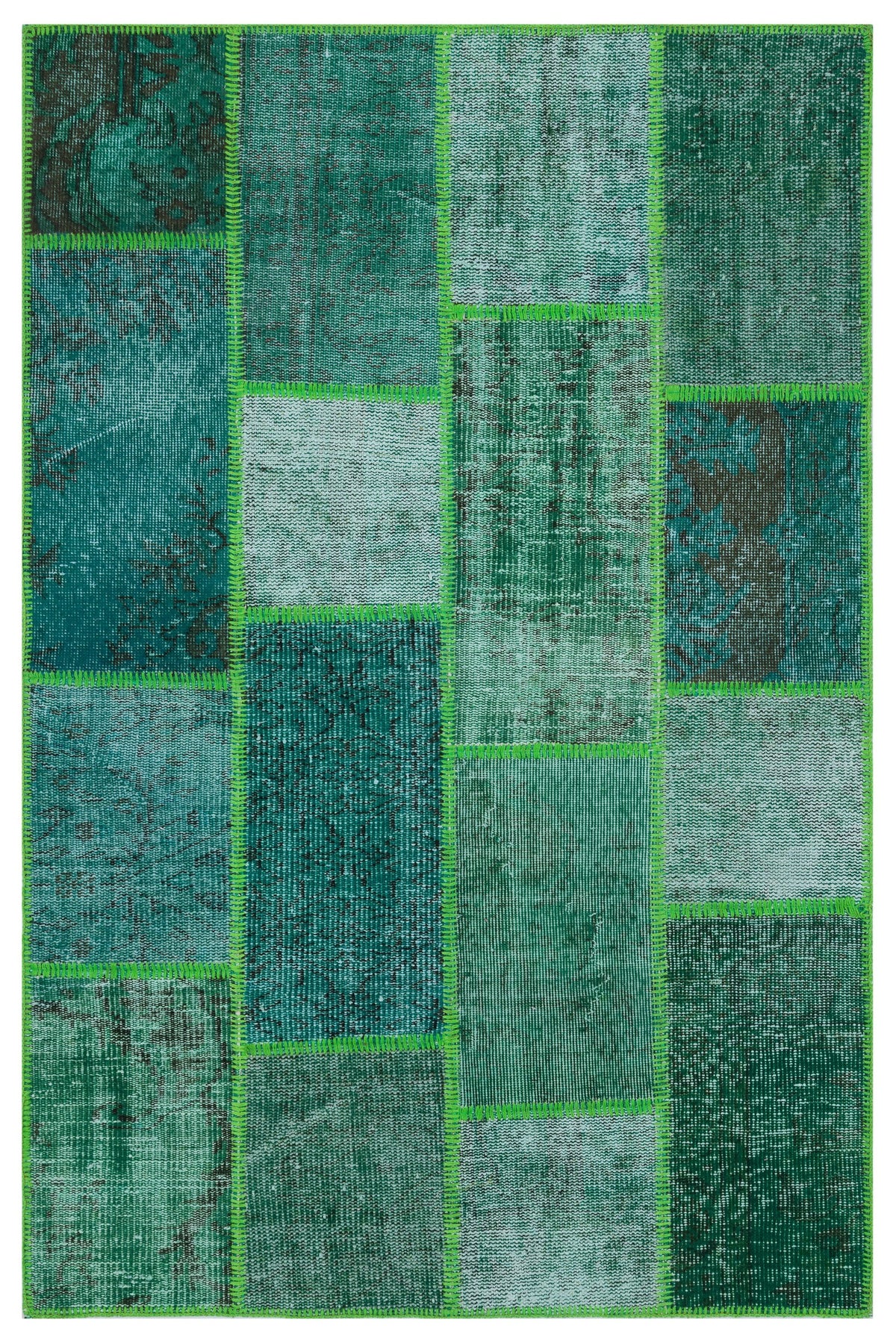 Green Over Dyed Patchwork Unique Rug 3&#39;11&#39;&#39; x 5&#39;11&#39;&#39; ft 120 x 180 cm