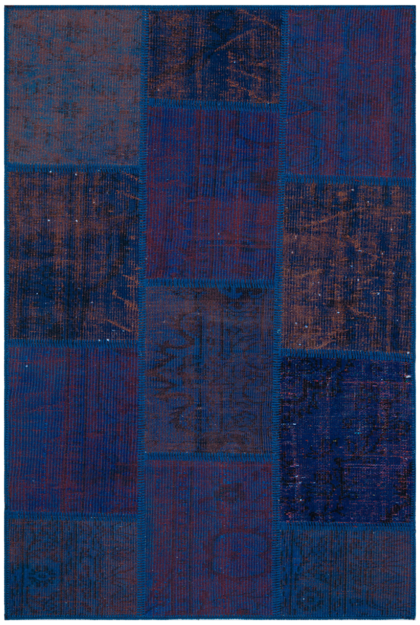 Blue Over Dyed Patchwork Unique Rug 3&#39;11&#39;&#39; x 5&#39;11&#39;&#39; ft 120 x 180 cm