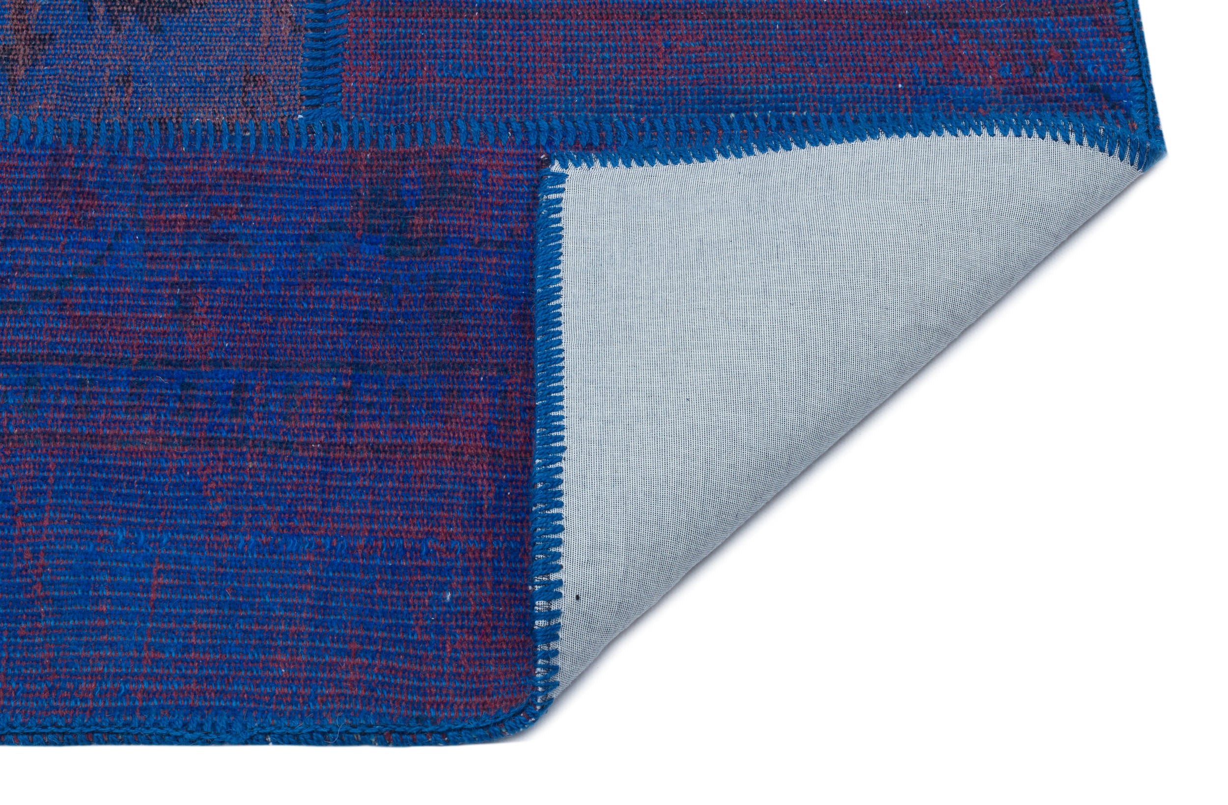 Blue Over Dyed Patchwork Unique Rug 3'11'' x 5'11'' ft 120 x 180 cm