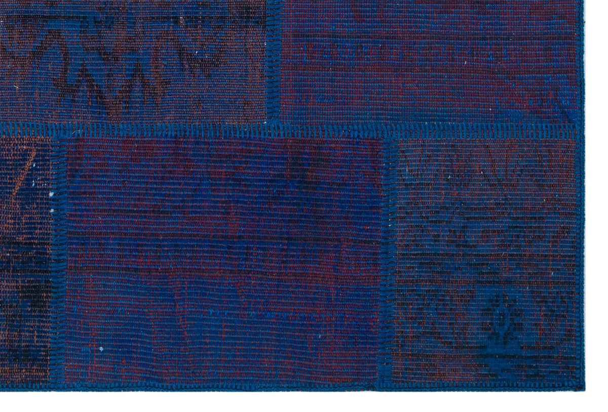 Blue Over Dyed Patchwork Unique Rug 3&#39;11&#39;&#39; x 5&#39;11&#39;&#39; ft 120 x 180 cm