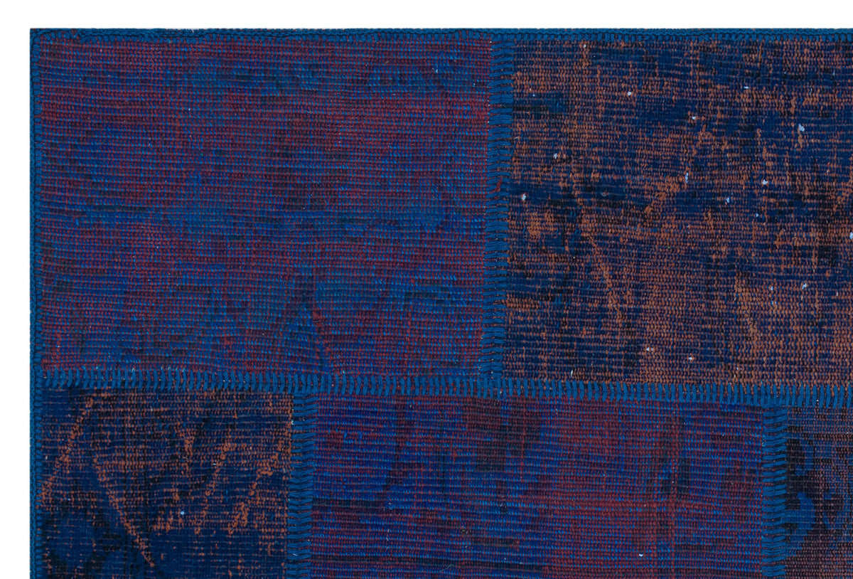 Blue Over Dyed Patchwork Unique Rug 3&#39;11&#39;&#39; x 5&#39;11&#39;&#39; ft 120 x 180 cm