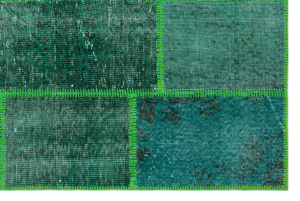 Green Over Dyed Patchwork Unique Rug 3'11'' x 5'11'' ft 120 x 180 cm