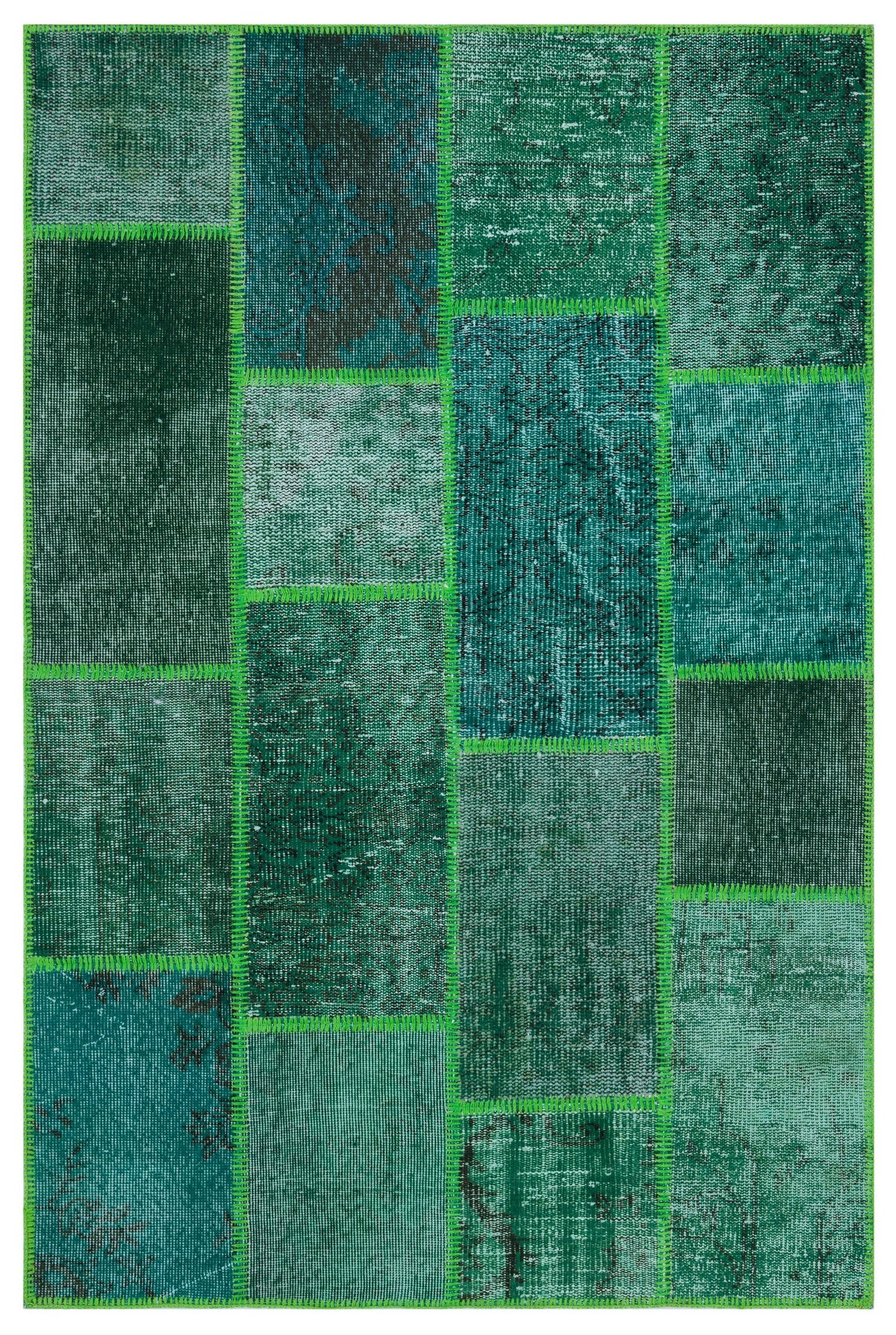 Green Over Dyed Patchwork Unique Rug 3&#39;11&#39;&#39; x 5&#39;11&#39;&#39; ft 120 x 180 cm