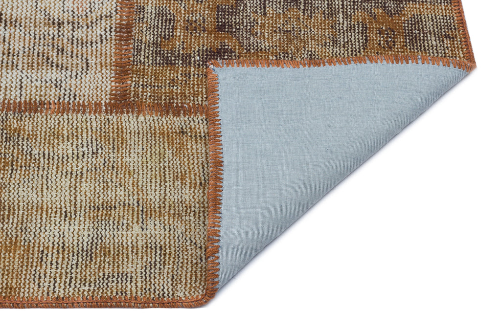 Brown Over Dyed Patchwork Unique Rug 3'11'' x 5'11'' ft 120 x 180 cm