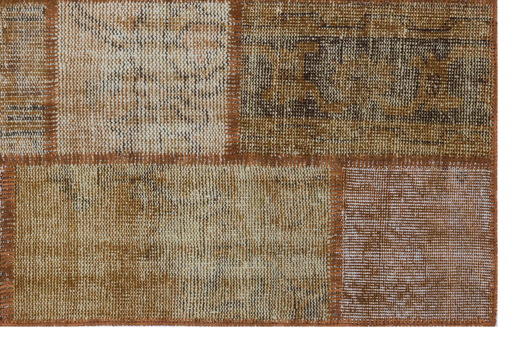 Brown Over Dyed Patchwork Unique Rug 3'11'' x 5'11'' ft 120 x 180 cm