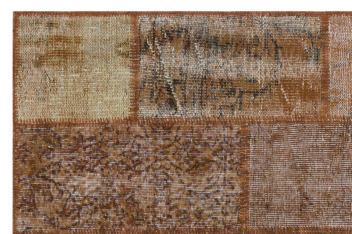 Brown Over Dyed Patchwork Unique Rug 3&#39;11&#39;&#39; x 5&#39;11&#39;&#39; ft 120 x 180 cm