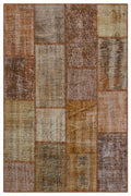 Brown Over Dyed Patchwork Unique Rug 3'11'' x 5'11'' ft 120 x 180 cm