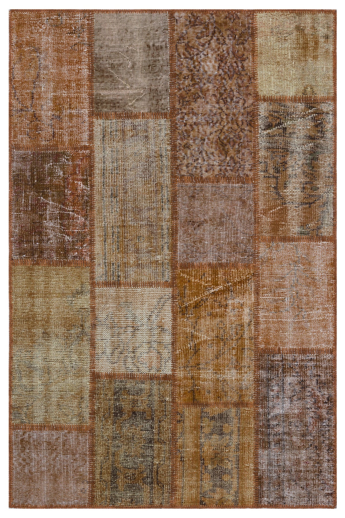 Brown Over Dyed Patchwork Unique Rug 3&#39;11&#39;&#39; x 5&#39;11&#39;&#39; ft 120 x 180 cm