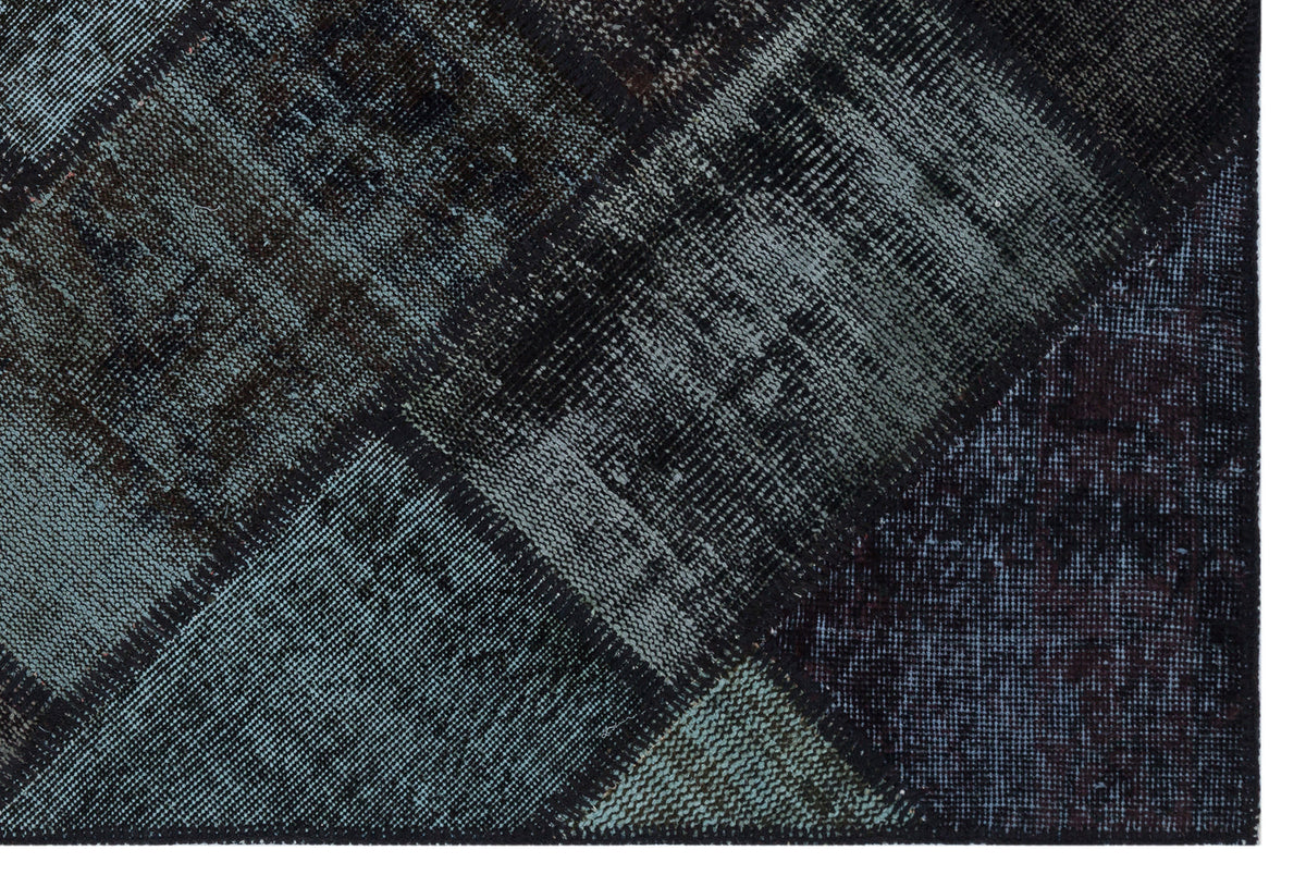 Black Over Dyed Patchwork Unique Rug 3&#39;11&#39;&#39; x 5&#39;11&#39;&#39; ft 120 x 180 cm