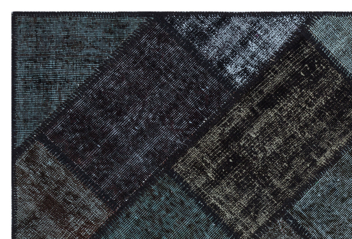 Black Over Dyed Patchwork Unique Rug 3&#39;11&#39;&#39; x 5&#39;11&#39;&#39; ft 120 x 180 cm