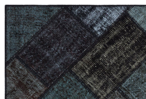 Black Over Dyed Patchwork Unique Rug 3'11'' x 5'11'' ft 120 x 180 cm