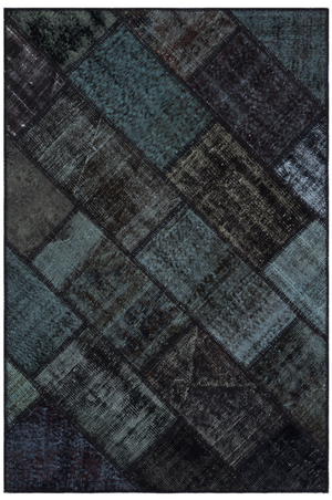 Black Over Dyed Patchwork Unique Rug 3'11'' x 5'11'' ft 120 x 180 cm