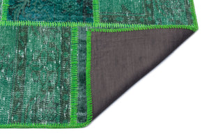 Green Over Dyed Patchwork Unique Rug 5'3'' x 7'7'' ft 160 x 230 cm