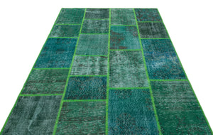 Green Over Dyed Patchwork Unique Rug 5'3'' x 7'7'' ft 160 x 230 cm