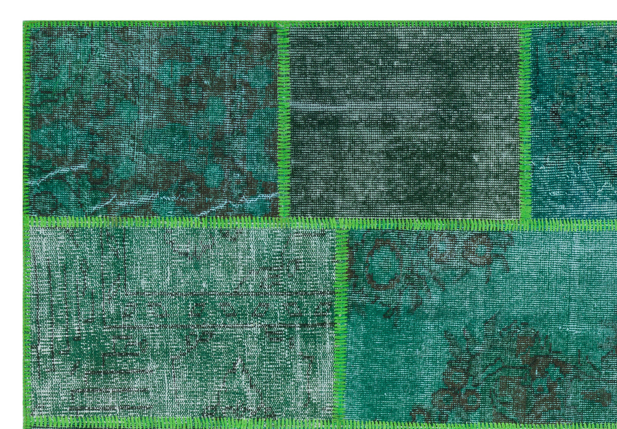 Green Over Dyed Patchwork Unique Rug 5&#39;3&#39;&#39; x 7&#39;7&#39;&#39; ft 160 x 230 cm