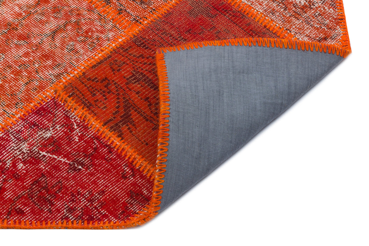 Orange Over Dyed Patchwork Unique Rug 5&#39;3&#39;&#39; x 7&#39;7&#39;&#39; ft 160 x 230 cm