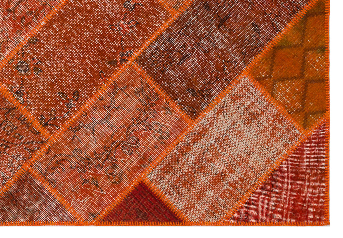 Orange Over Dyed Patchwork Unique Rug 5&#39;3&#39;&#39; x 7&#39;7&#39;&#39; ft 160 x 230 cm