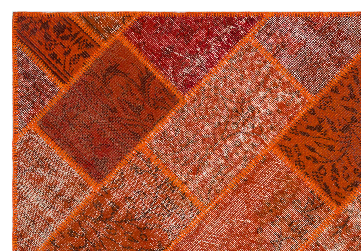 Orange Over Dyed Patchwork Unique Rug 5&#39;3&#39;&#39; x 7&#39;7&#39;&#39; ft 160 x 230 cm