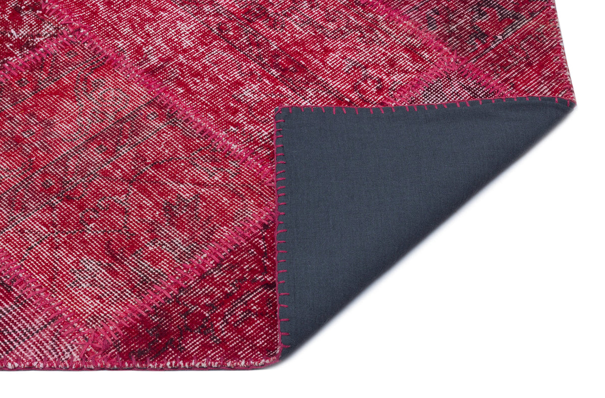 Red Over Dyed Patchwork Unique Rug 5&#39;3&#39;&#39; x 7&#39;7&#39;&#39; ft 160 x 230 cm