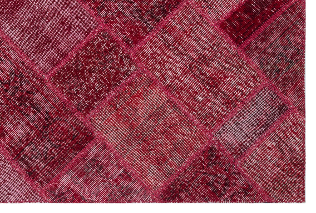Red Over Dyed Patchwork Unique Rug 5&#39;3&#39;&#39; x 7&#39;7&#39;&#39; ft 160 x 230 cm