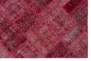 Red Over Dyed Patchwork Unique Rug 5'3'' x 7'7'' ft 160 x 230 cm