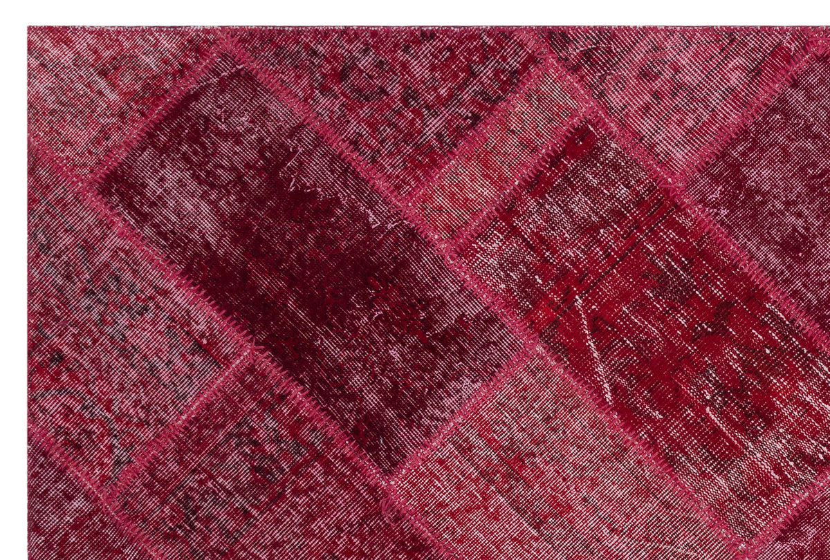 Red Over Dyed Patchwork Unique Rug 5&#39;3&#39;&#39; x 7&#39;7&#39;&#39; ft 160 x 230 cm
