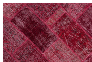 Red Over Dyed Patchwork Unique Rug 5'3'' x 7'7'' ft 160 x 230 cm