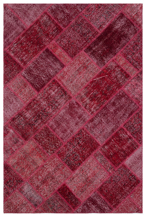 Red Over Dyed Patchwork Unique Rug 5'3'' x 7'7'' ft 160 x 230 cm