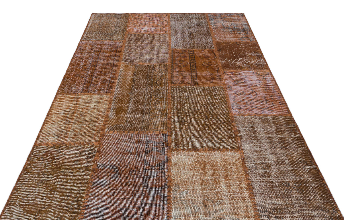 Brown Over Dyed Patchwork Unique Rug 5&#39;3&#39;&#39; x 7&#39;7&#39;&#39; ft 160 x 230 cm